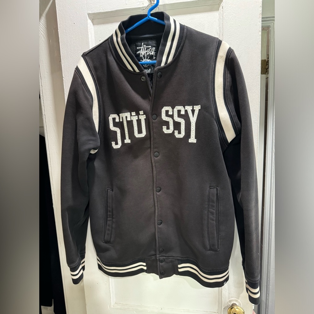 Stüssy Cotton Varsity Jacket Black/White USED